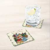ヴィンテージクリスマスカロラーズクリスマス スクエアペーパーコースター (インサイチュ)