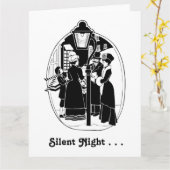 ヴィンテージクリスマスカロラーズソング白黒 カード (黄色い花)