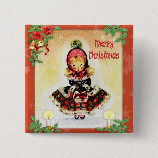 ヴィンテージクリスマスカロラー 缶バッジ (正面)