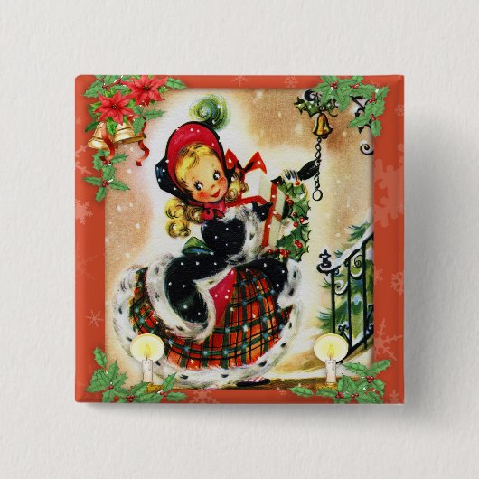 ヴィンテージクリスマスカロラー 缶バッジ (正面)
