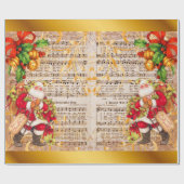 ヴィンテージクリスマスカロルシート音楽とサンタ ラッピングペーパー (フラット)