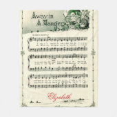 ヴィンテージクリスマスカロル遠くに、"In A Manger"、居心地の良い フリースブランケット (正面)