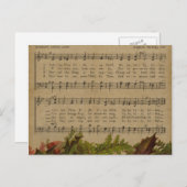 ヴィンテージクリスマスカロル音楽シート シーズンポストカード (正面/裏面)