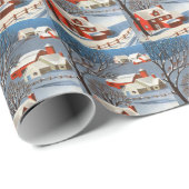 ヴィンテージクリスマスカントリービレッジレッドハウス ラッピングペーパー (ロールコーナー)