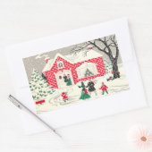 ヴィンテージクリスマスカントリー側グリーティングシール 長方形シール (封筒)
