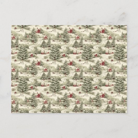 ヴィンテージクリスマスカントリー冬の風景 シーズンポストカード (正面)