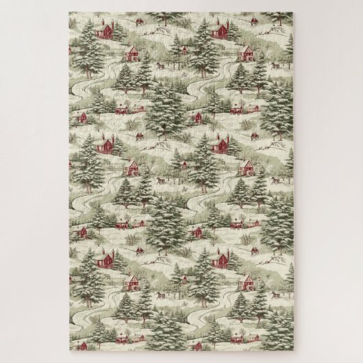 ヴィンテージクリスマスカントリー冬の風景 ジグソーパズル (縦)