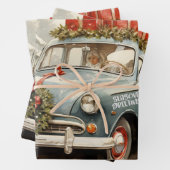 ヴィンテージクリスマスカーとプレゼント ラッピングペーパーシート (インサイチュ)