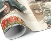 ヴィンテージクリスマスカーとプレゼント ラッピングペーパー (ロールコーナー)