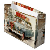 ヴィンテージクリスマスカーとプレゼント ラージペーパーバッグ (正面アングル)