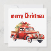 ヴィンテージクリスマスカーのホリデーカード シーズンカード (正面)