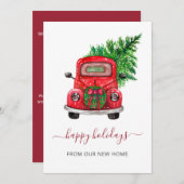 ヴィンテージクリスマスカーウェヴェ移動ホリデーカード (正面/裏面)