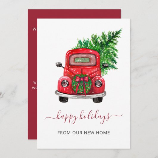 ヴィンテージクリスマスカーウェヴェ移動ホリデーカード (正面/裏面)
