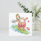 ヴィンテージクリスマスカートゥーンサーフィンサンタクロース シーズンカード (スタンド正面)