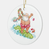 ヴィンテージクリスマスカートゥーンサーフィンサンタクロース セラミックオーナメント (左)