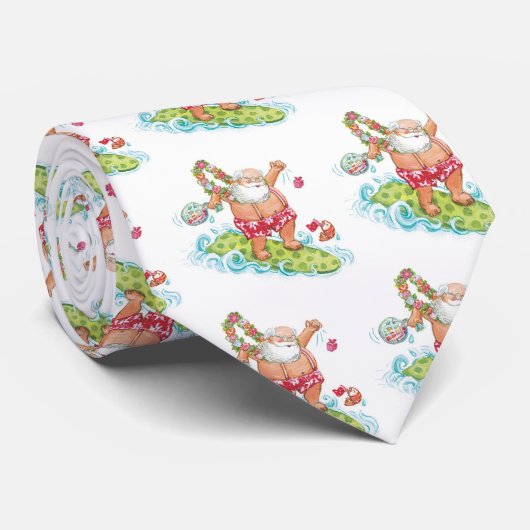 ヴィンテージクリスマスカートゥーンサーフィンサンタクロース ネクタイ (ロール)