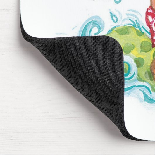 ヴィンテージクリスマスカートゥーンサーフィンサンタクロース マウスパッド (コーナー)