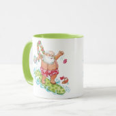 ヴィンテージクリスマスカートゥーンサーフィンサンタクロース マグカップ (正面左)