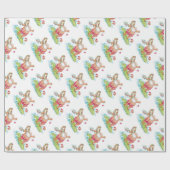 ヴィンテージクリスマスカートゥーンサーフィンサンタクロース ラッピングペーパー (フラット)