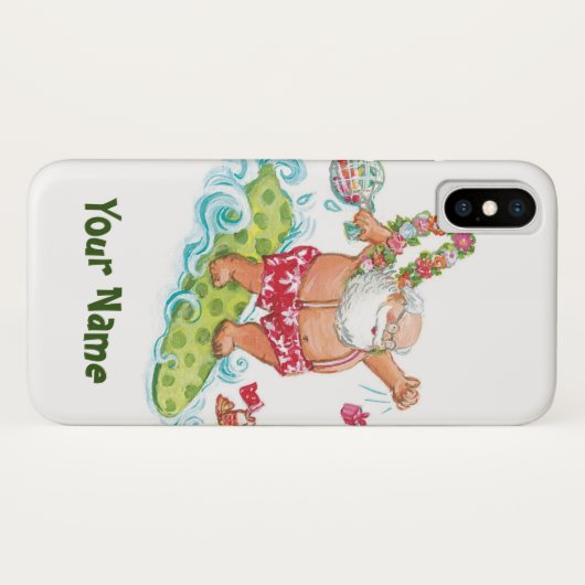 ヴィンテージクリスマスカートゥーンサーフィンサンタクロース Case-Mate iPhoneケース (裏面(横))