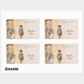 ヴィンテージクリスマスカードかわいい祖母と子供 長方形シール (シート)