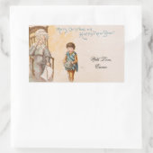 ヴィンテージクリスマスカードかわいい祖母と子供 長方形シール (バッグ)