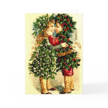 ヴィンテージクリスマスカードとキス