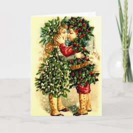 ヴィンテージクリスマスカードとキス シーズンカード