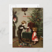 ヴィンテージクリスマスカードの装飾 シーズンポストカード (正面/裏面)