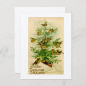 ヴィンテージクリスマスカードの鳥イラストレーション シーズンカード (正面/裏面)