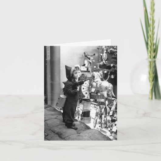 ヴィンテージクリスマスカードガール&トイショップウィンドウ1939 シーズンカード (正面)