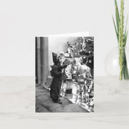 ヴィンテージクリスマスカードガール&トイショップウィンドウ1939 シーズンカード