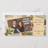 ヴィンテージクリスマスカードコラージュ付カスタムき/写真クリスマス シーズンカード (正面)