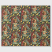 ヴィンテージクリスマスカードサンタガールwドール ラッピングペーパー (フラット)