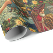 ヴィンテージクリスマスカードサンタガールwドール ラッピングペーパー (ロールコーナー)