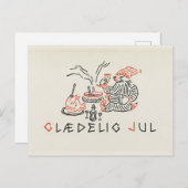 ヴィンテージクリスマスカードノルウェー | Jul格言 シーズンポストカード (正面/裏面)