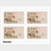 ヴィンテージクリスマスカードバーズウィンドウ踊りカップル 長方形シール (シート)