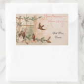 ヴィンテージクリスマスカードバーズウィンドウ踊りカップル 長方形シール (バッグ)