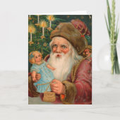 ヴィンテージクリスマスカードレトロサンタクロース小さな人形 シーズンカード (正面)