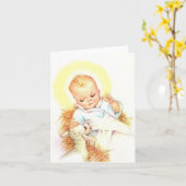 ヴィンテージクリスマスカード付きキリストの子ども カード (黄色い花)