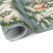 ヴィンテージクリスマスカード冬の教会静かの夜 ラッピングペーパー (ロールコーナー)