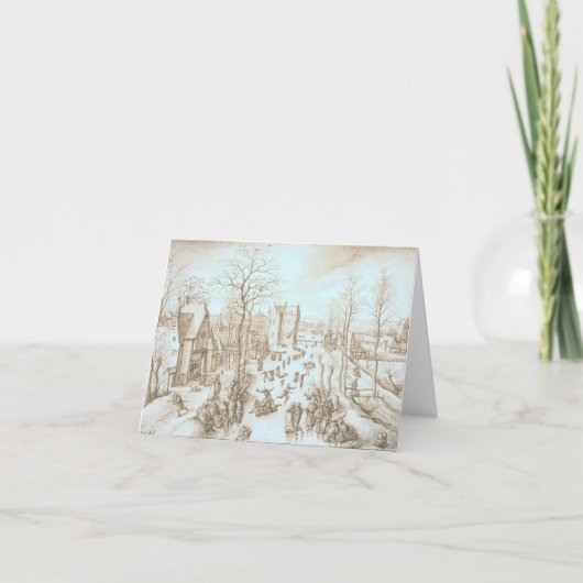 ヴィンテージクリスマスカード冬&スケーター(1886) シーズンカード (正面)