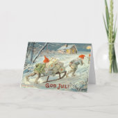 ヴィンテージクリスマスカード格言ノルウェーGldelig Jul シーズンカード (正面)