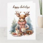 ヴィンテージクリスマスカード水彩イラストレーション カード (正面)