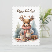 ヴィンテージクリスマスカード水彩イラストレーション シーズンカード (スタンド正面)