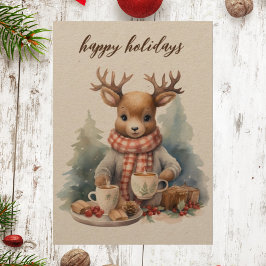 ヴィンテージクリスマスカード水彩イラストレーション シーズンカード