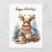 ヴィンテージクリスマスカード水彩イラストレーション シーズンポストカード (正面)