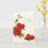 ヴィンテージクリスマスカード用ポインセチア カード (黄色い花)