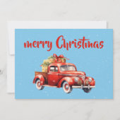 ヴィンテージクリスマスカード素朴なデザインレッドカー シーズンカード (正面)