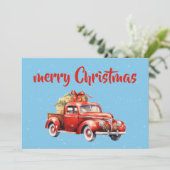 ヴィンテージクリスマスカード素朴なデザインレッドカー シーズンカード (スタンド正面)
